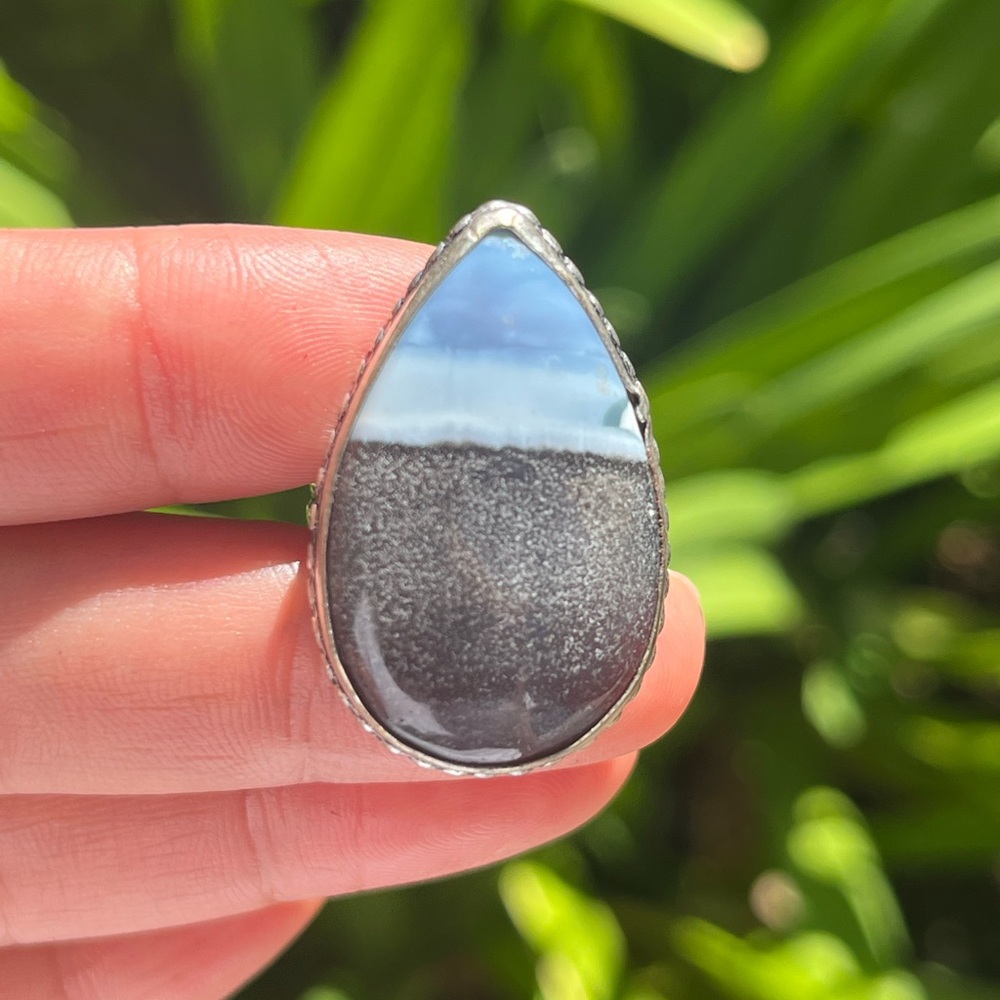 SIZE 6 925 silver plated‎ scenery Owyhee Opal ring 0136